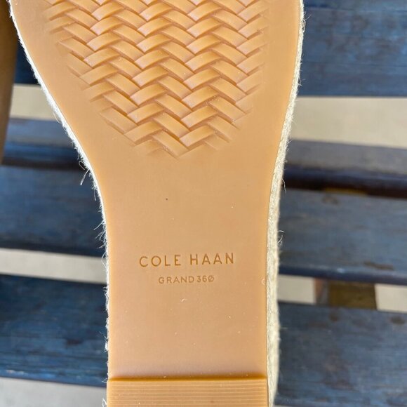 New Cole Haan Cloudfeel Wedge Sandal Women 11B US Tan Suede Open- Toe Espadrille - Picture 9 of 9